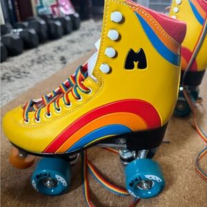 Moxi Colorful Roller Skates with Rainbow Laces